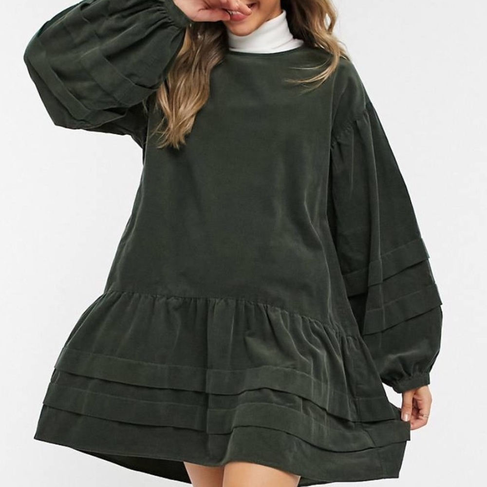 ASOS Dark Green Long Sleeve Dress